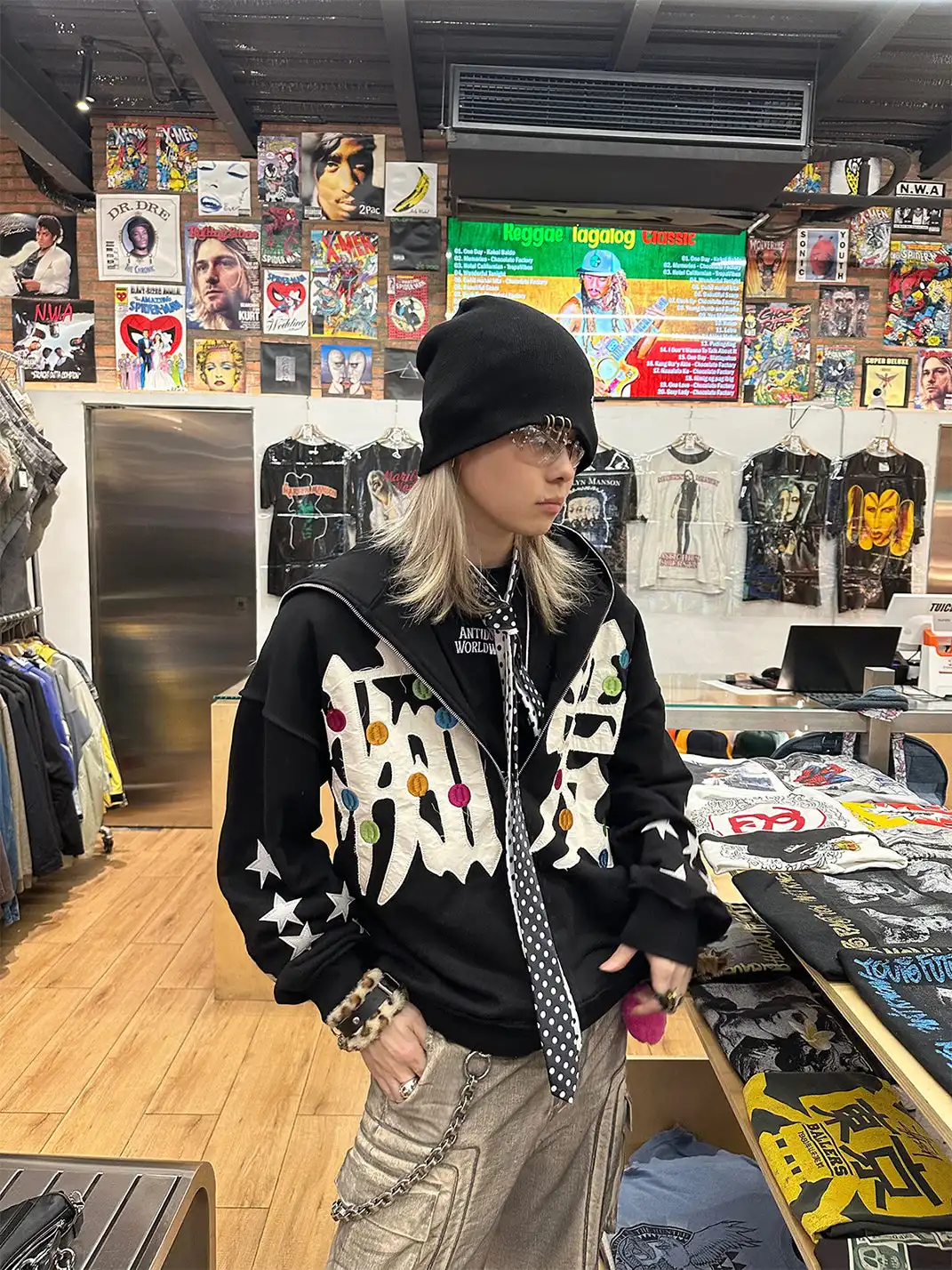CHAI | "CHIAI" Embroidered Zipper Jacket