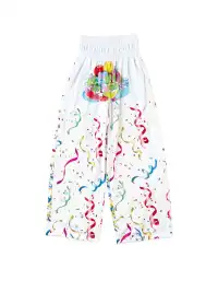 CHAI | Ribbon And Balloon Print Double-Waisted Mesh Trousers