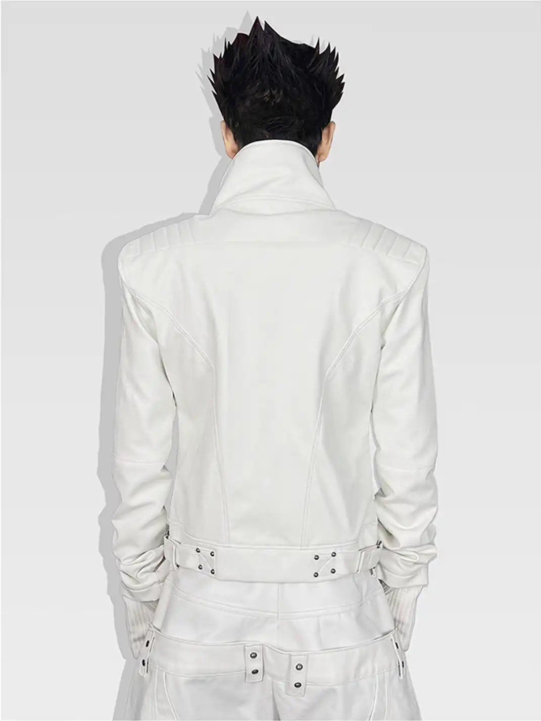 ATA NOTHINGNESS | Five Gold Silver Moon Knight White Leather Jacket