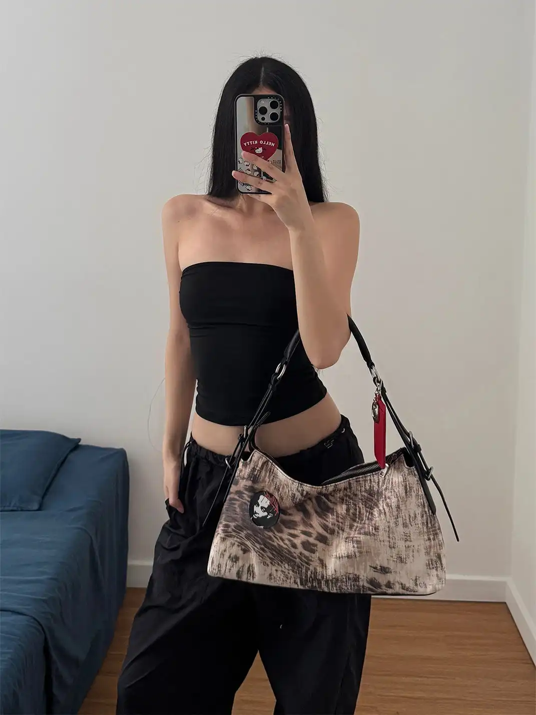 CIRCLECUSTOM丨 Retro Leopard Print Denim Tote Bag