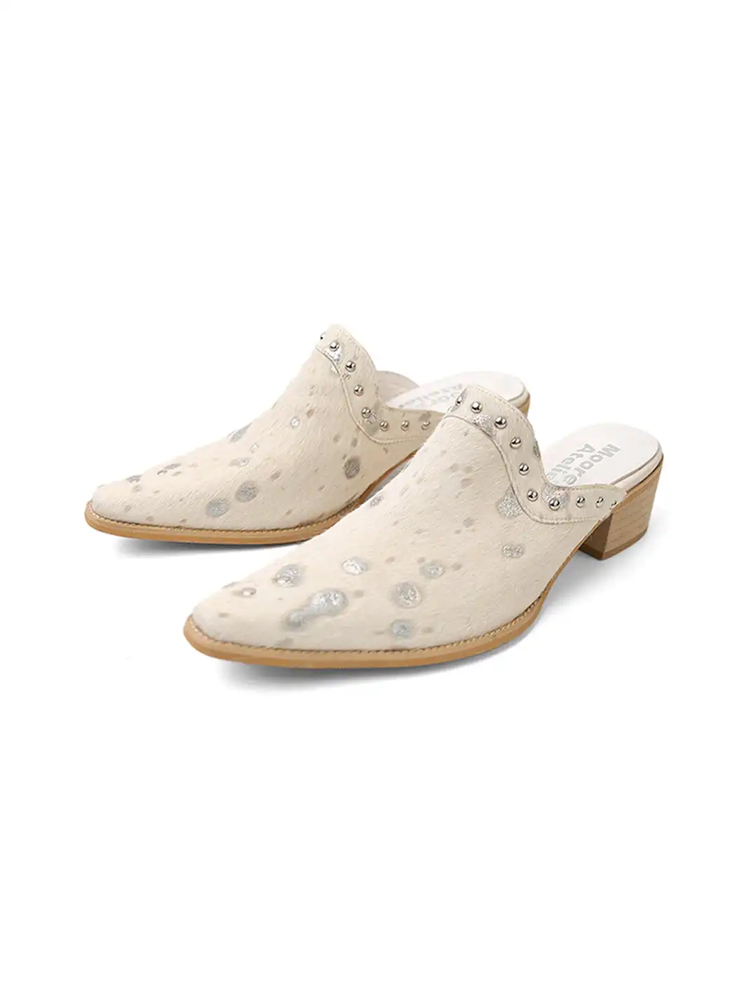 Mooreyu Atelier | Genuine Leather Horsehair Pointed-Toe Mules