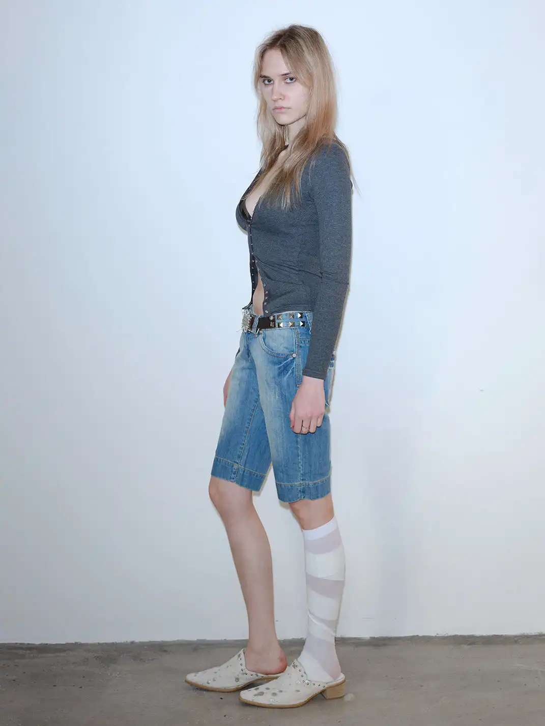 Mooreyu Atelier | Genuine Leather Horsehair Pointed-Toe Mules