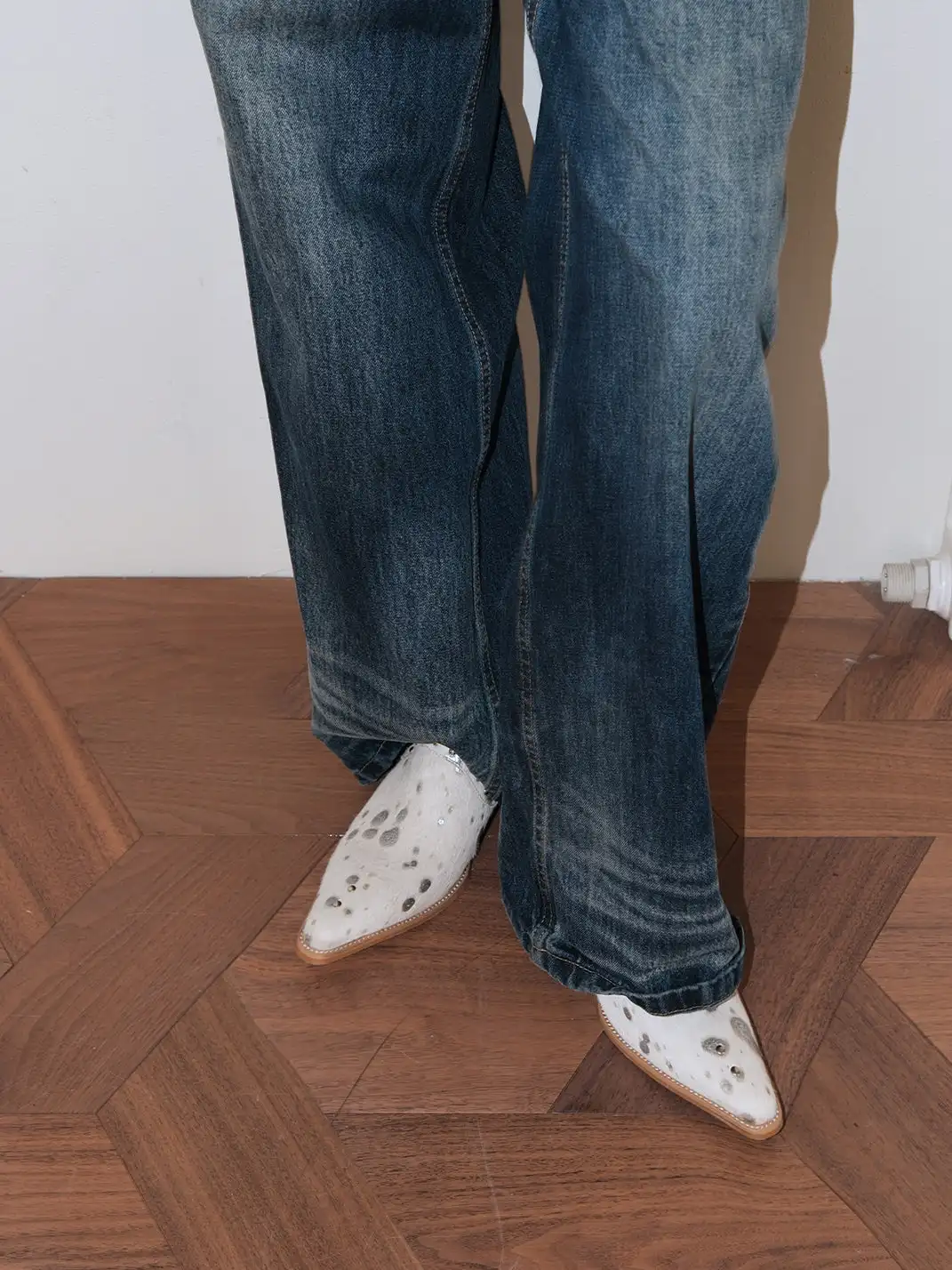 Mooreyu Atelier | Genuine Leather Horsehair Pointed-Toe Mules