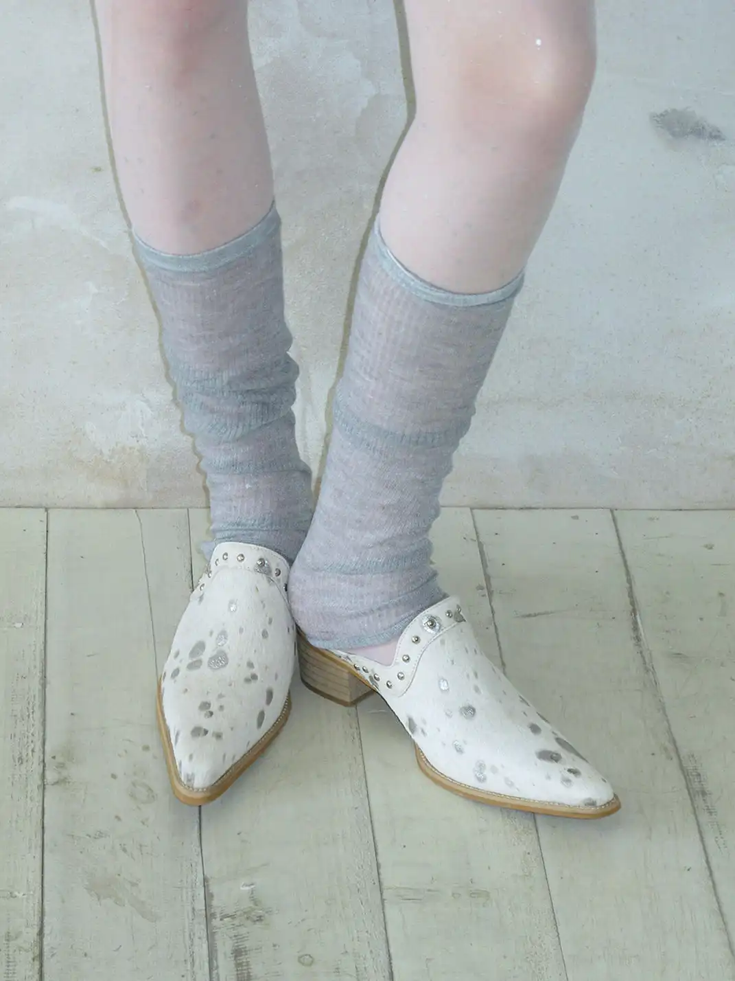 Mooreyu Atelier | Genuine Leather Horsehair Pointed-Toe Mules