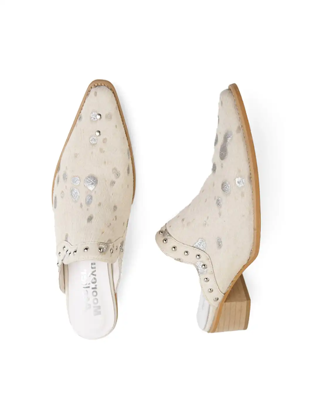 Mooreyu Atelier | Genuine Leather Horsehair Pointed-Toe Mules