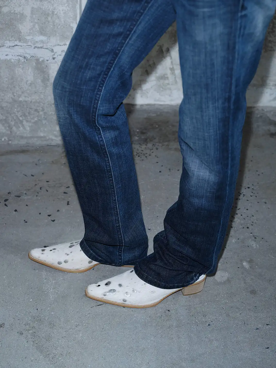 Mooreyu Atelier | Genuine Leather Horsehair Pointed-Toe Mules