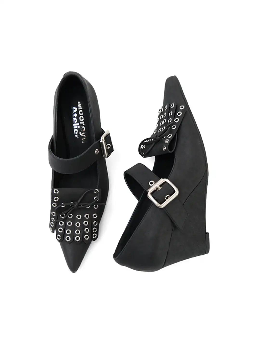 Mooreyu Atelier | Bow-Knot Buckle Wedge Heels