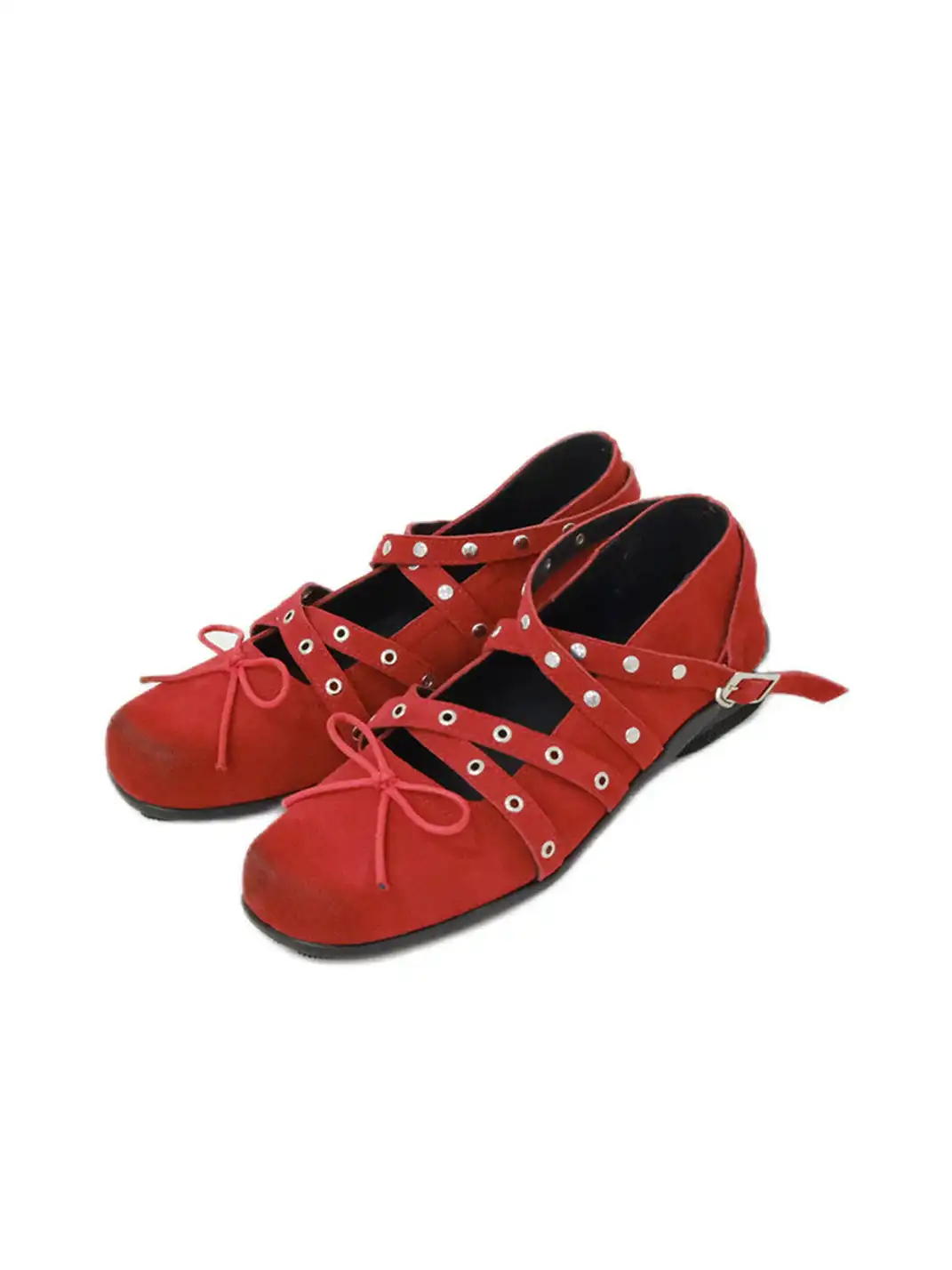Mooreyu | Bow-Knot Studded Ballet Flats