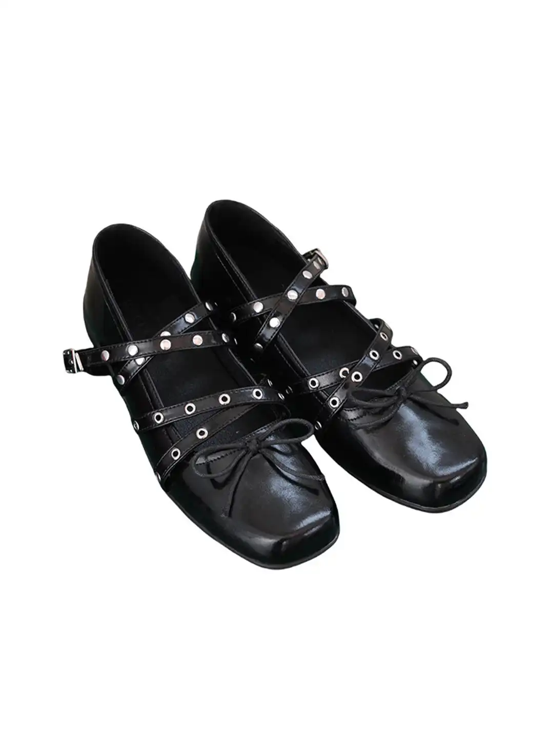 Mooreyu | Bow-Knot Studded Ballet Flats