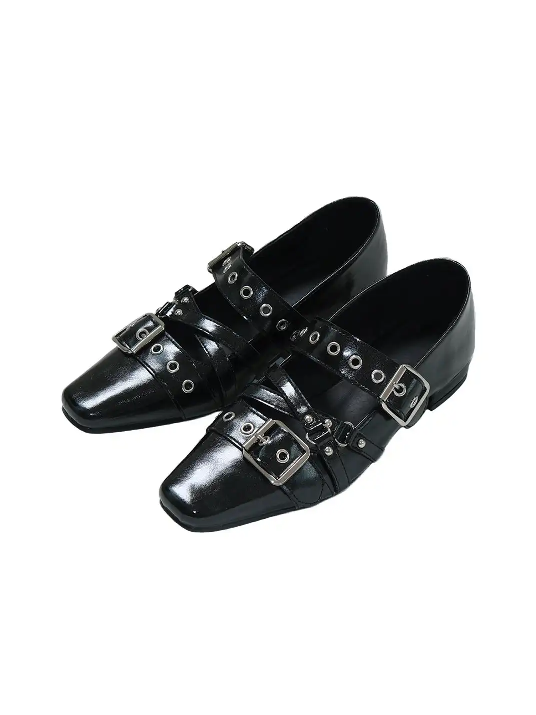 Mooreyu | Square-Toed Studded Ballet Flats