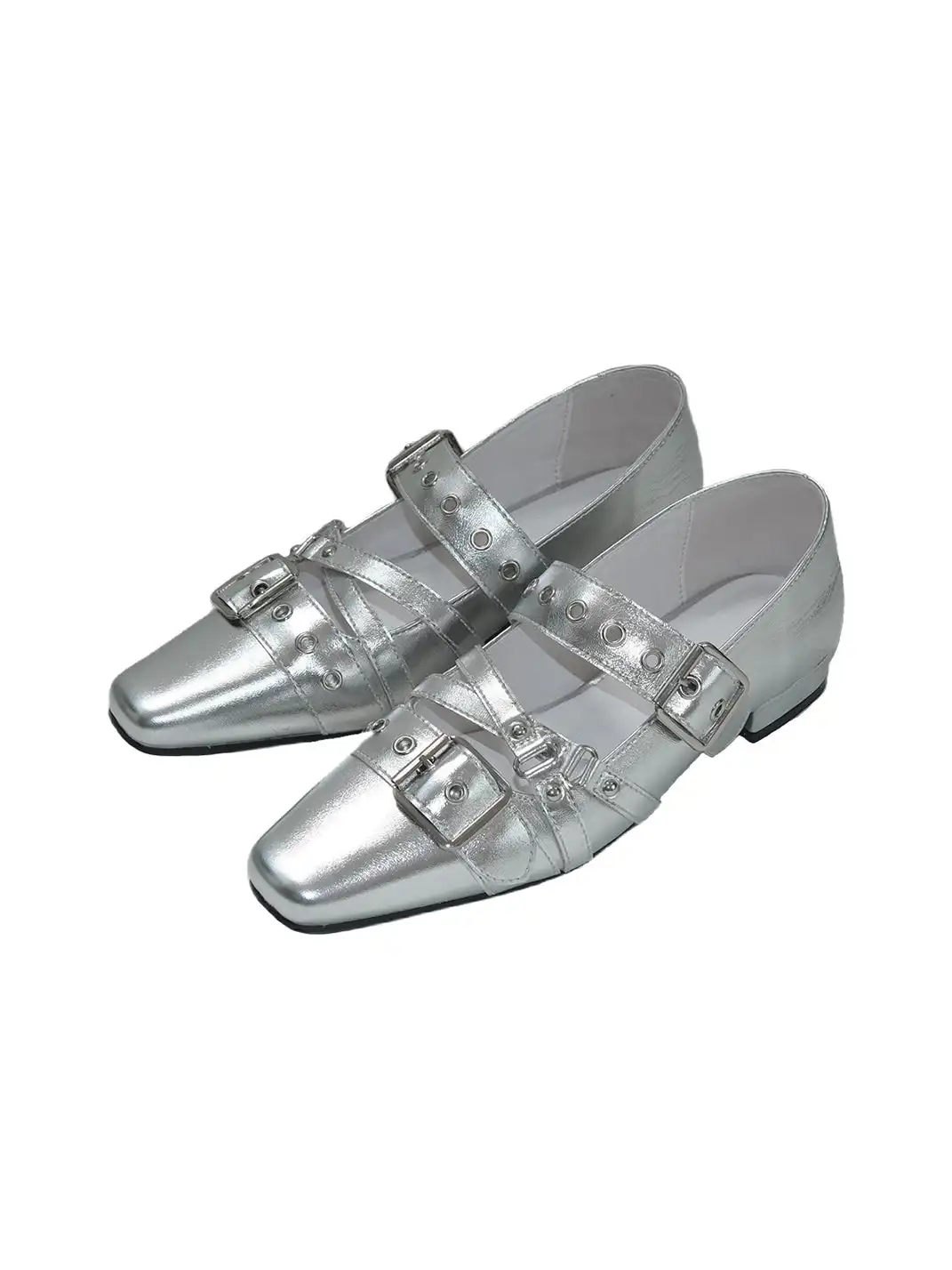 Mooreyu | Square-Toed Studded Ballet Flats