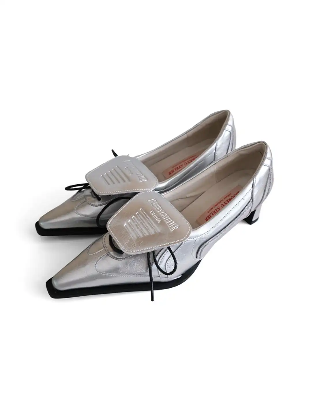 Mooreyu Atelier | Flip-Top Pointed-Toe Genuine Leather High Heels