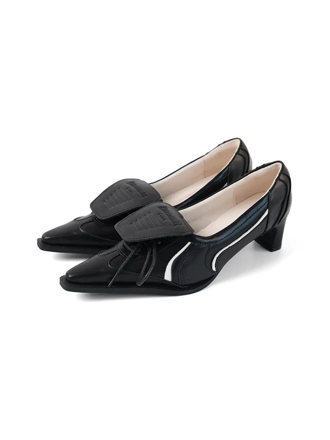 Mooreyu Atelier | Flip-Top Pointed-Toe Genuine Leather High Heels