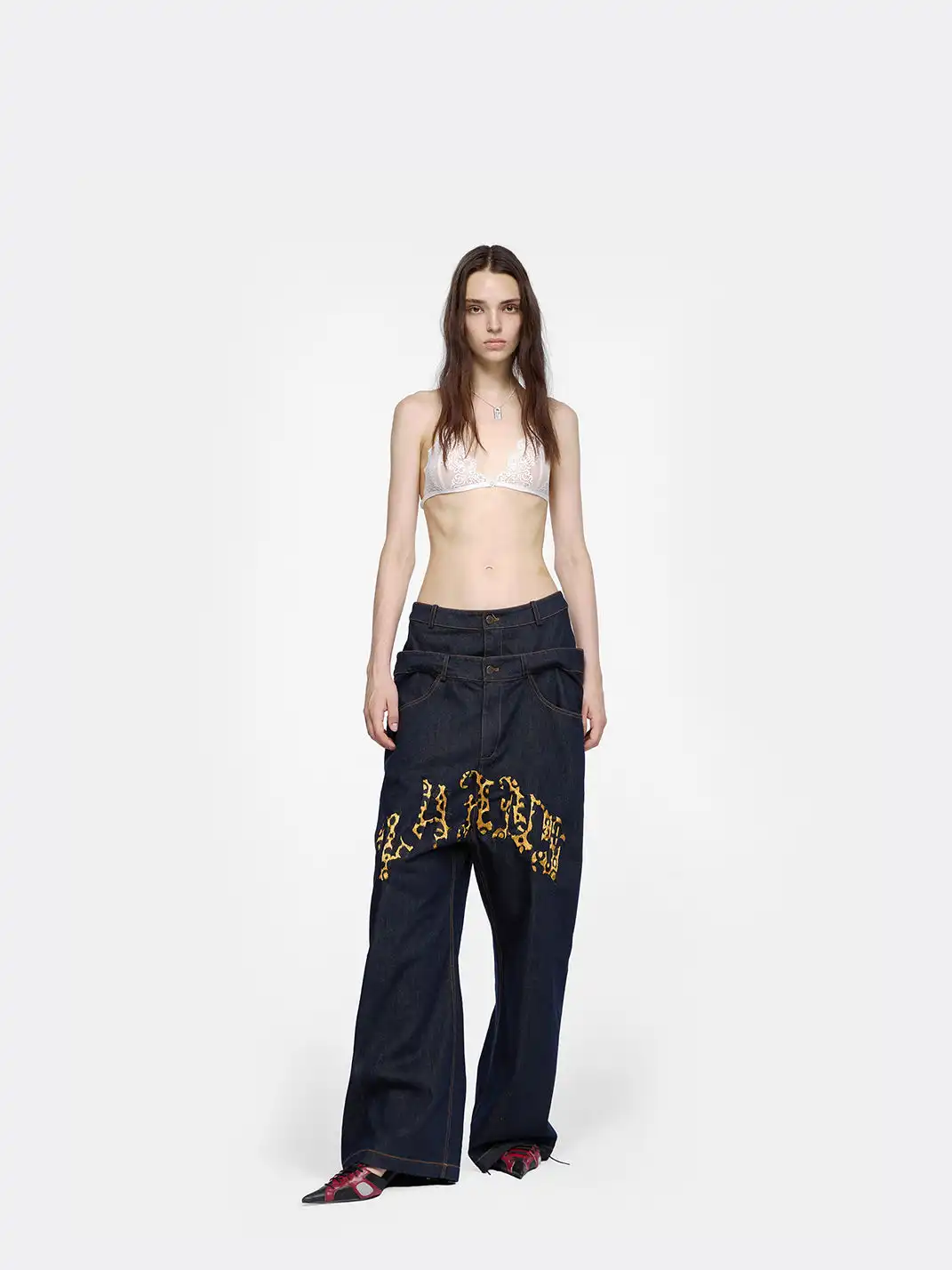 24ANS | Double-Waisted Embroidered Jeans