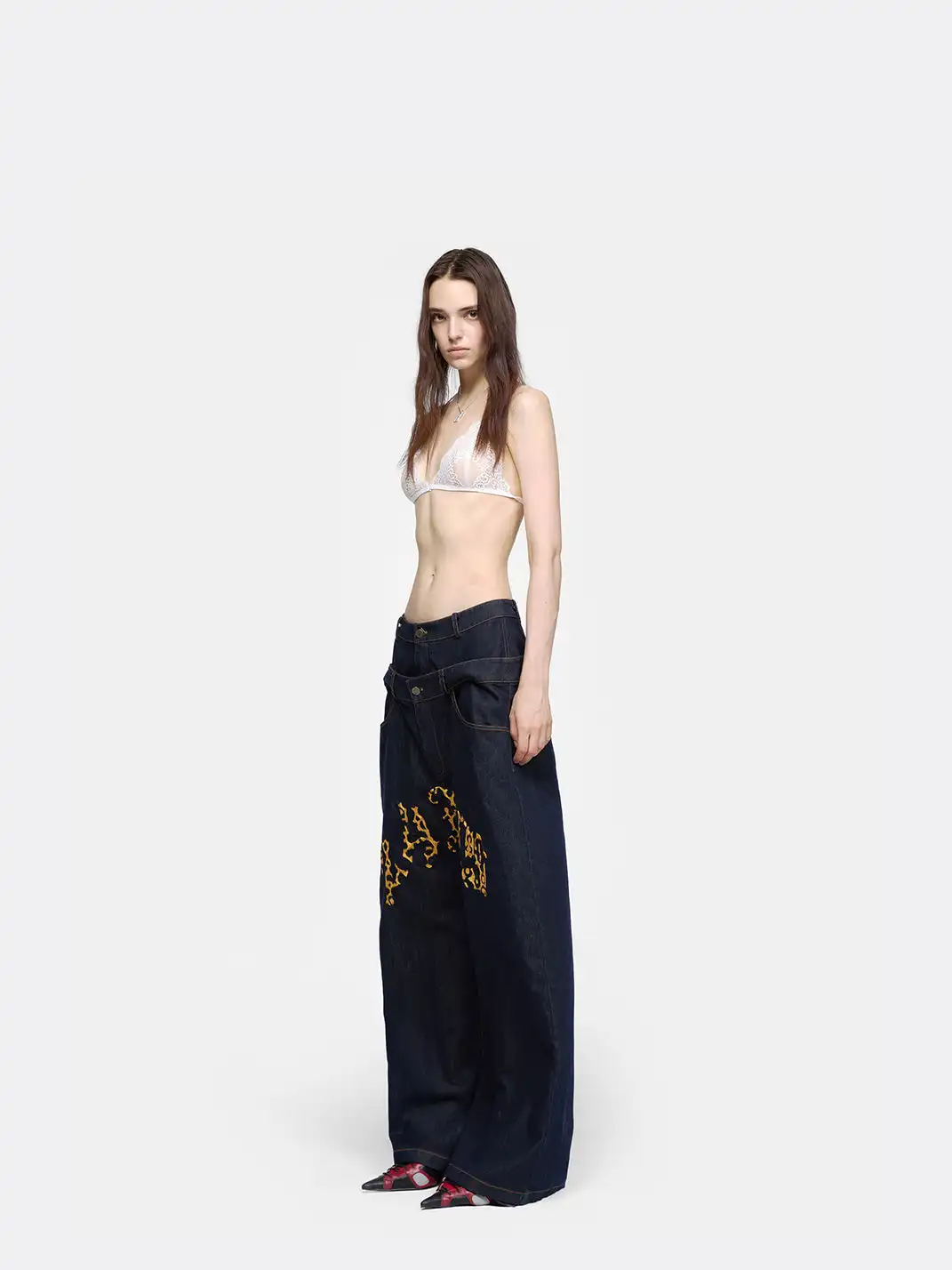 24ANS | Double-Waisted Embroidered Jeans