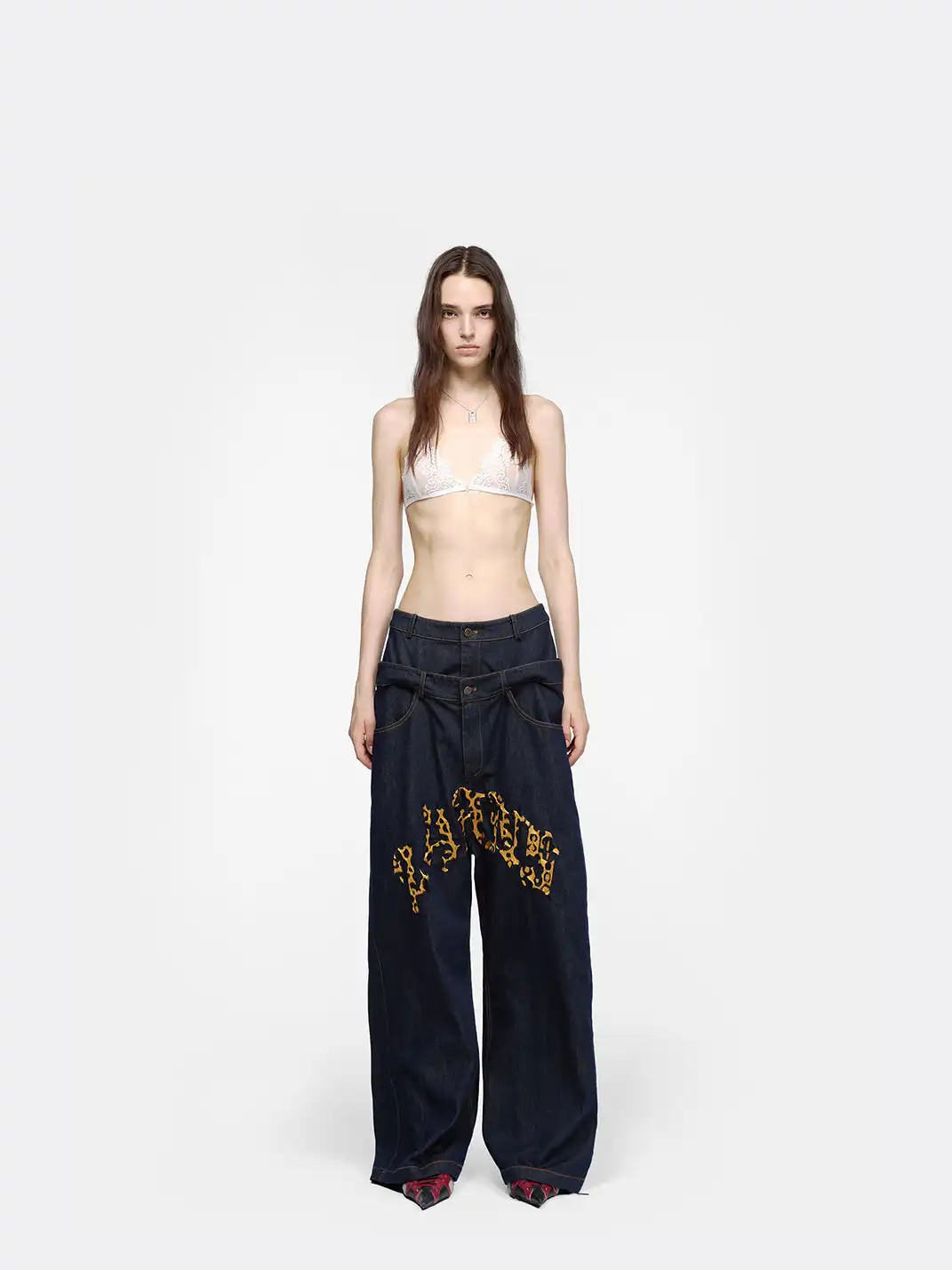 24ANS | Double-Waisted Embroidered Jeans
