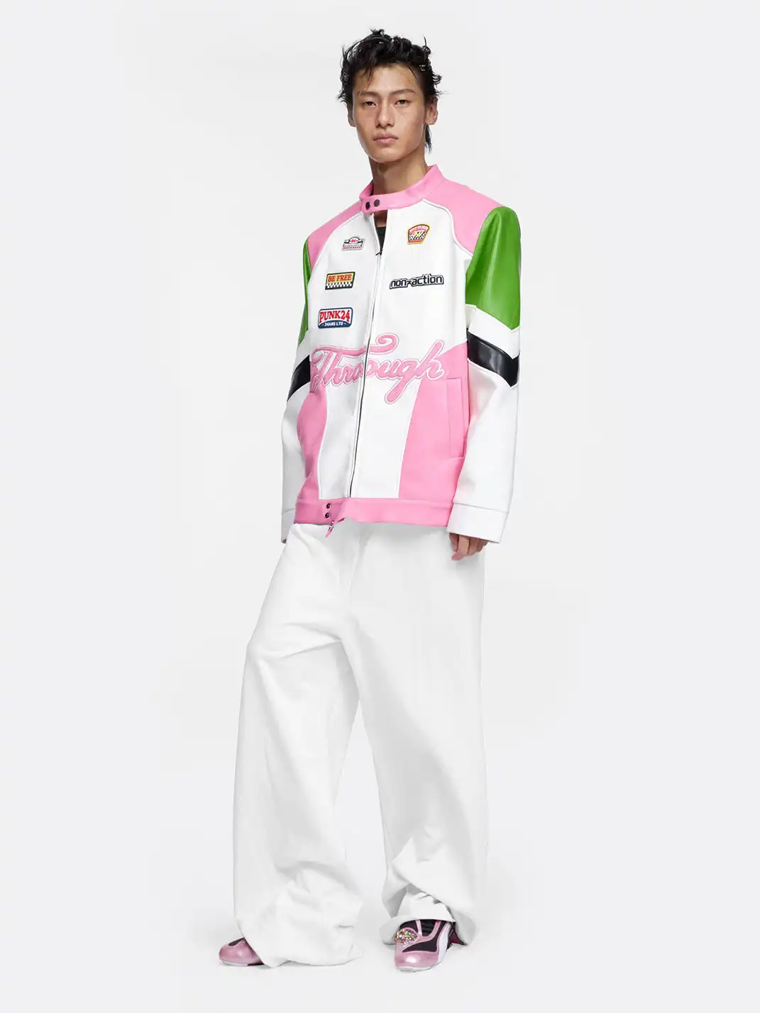 24ANS | Color-Blocked Leather Jacket