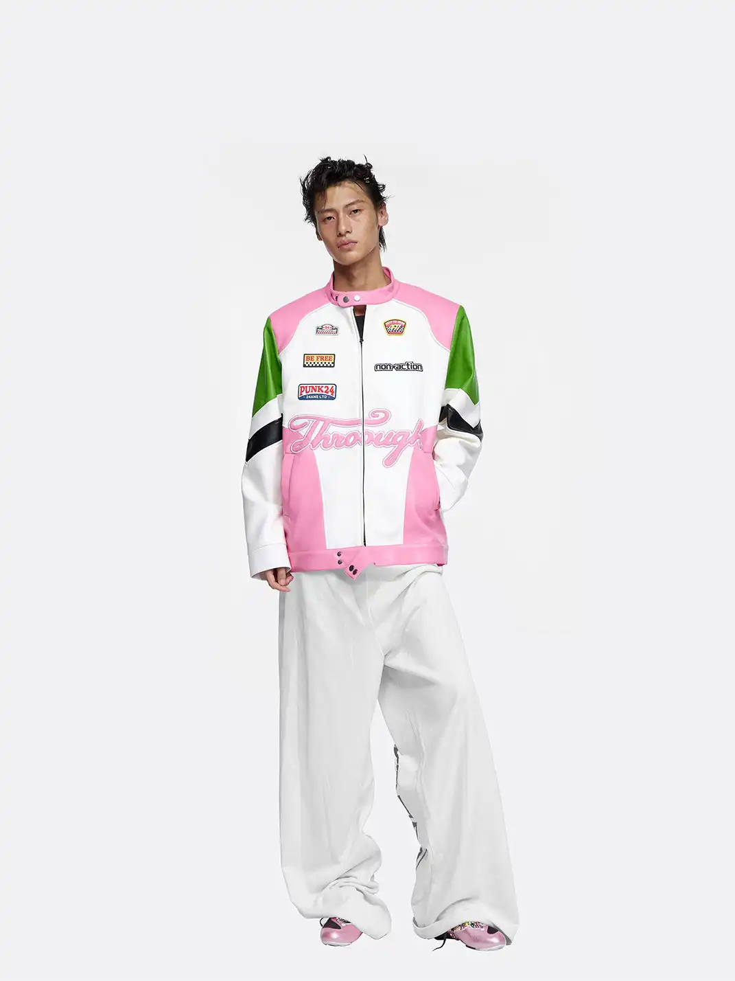 24ANS | Color-Blocked Leather Jacket