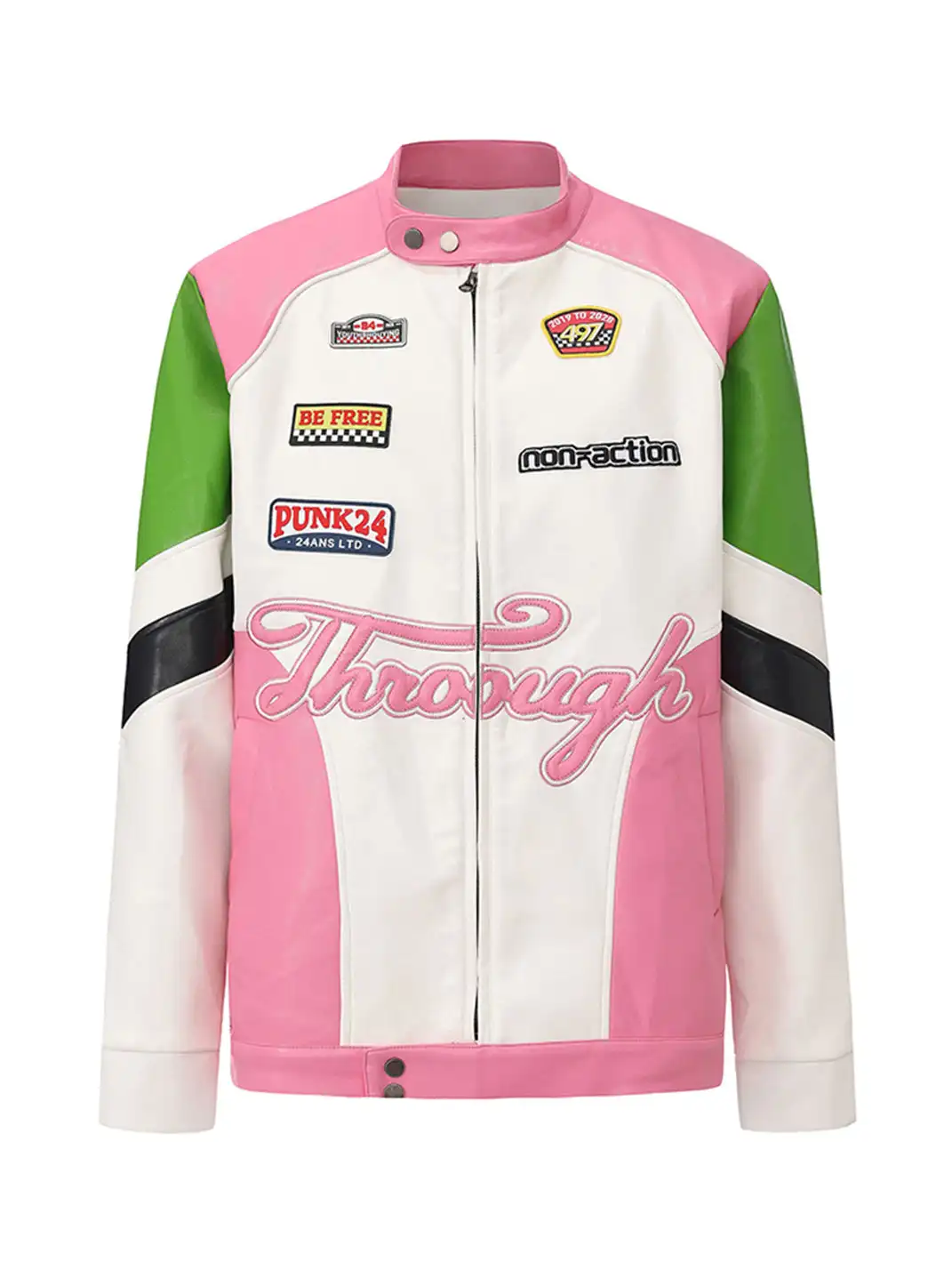 24ANS | Color-Blocked Leather Jacket