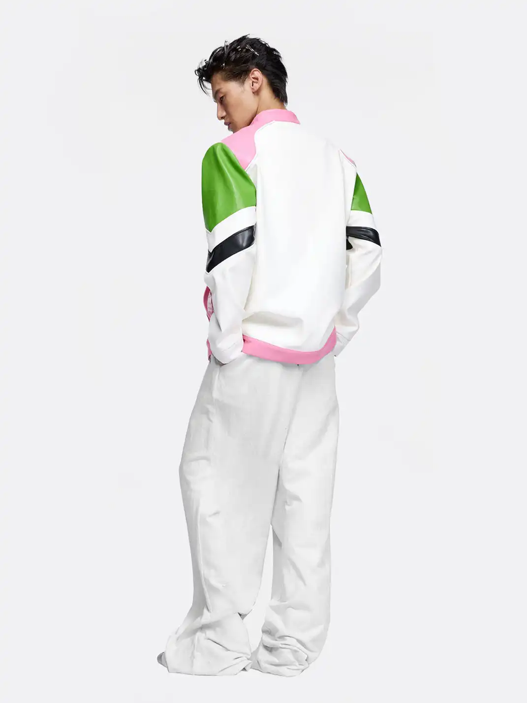 24ANS | Color-Blocked Leather Jacket