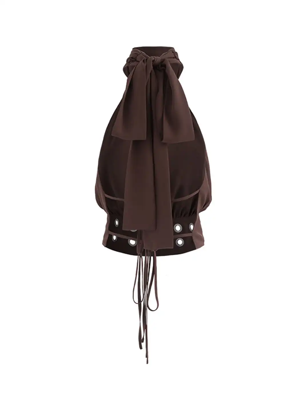 Latelylab | Halter Neck Off-Shoulder Tank Top-Brown