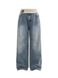 Latelylab | Ribbed Waistband Flip-Up Jeans