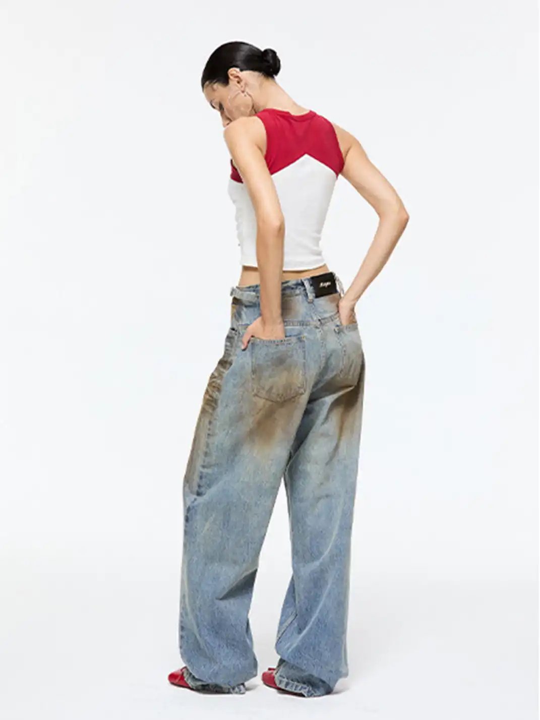 Latelylab | Mud-Dyed Distressed And Whiskered Denim Jeans