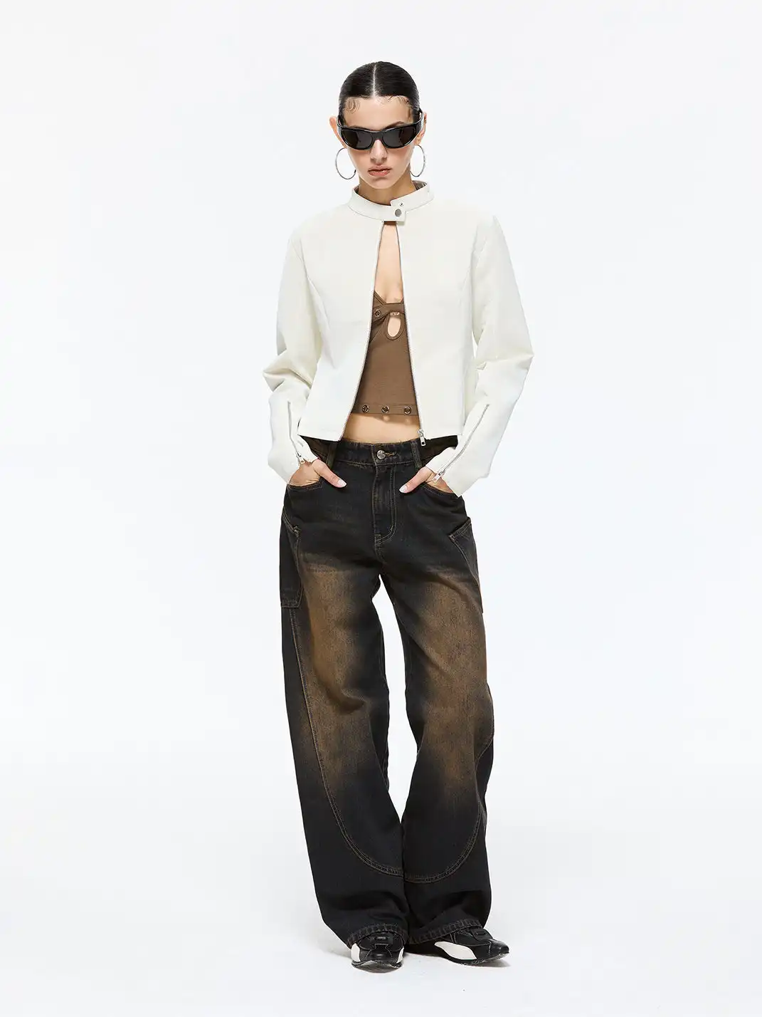 Latelylab | PU Leather Jacket And Skirt Set