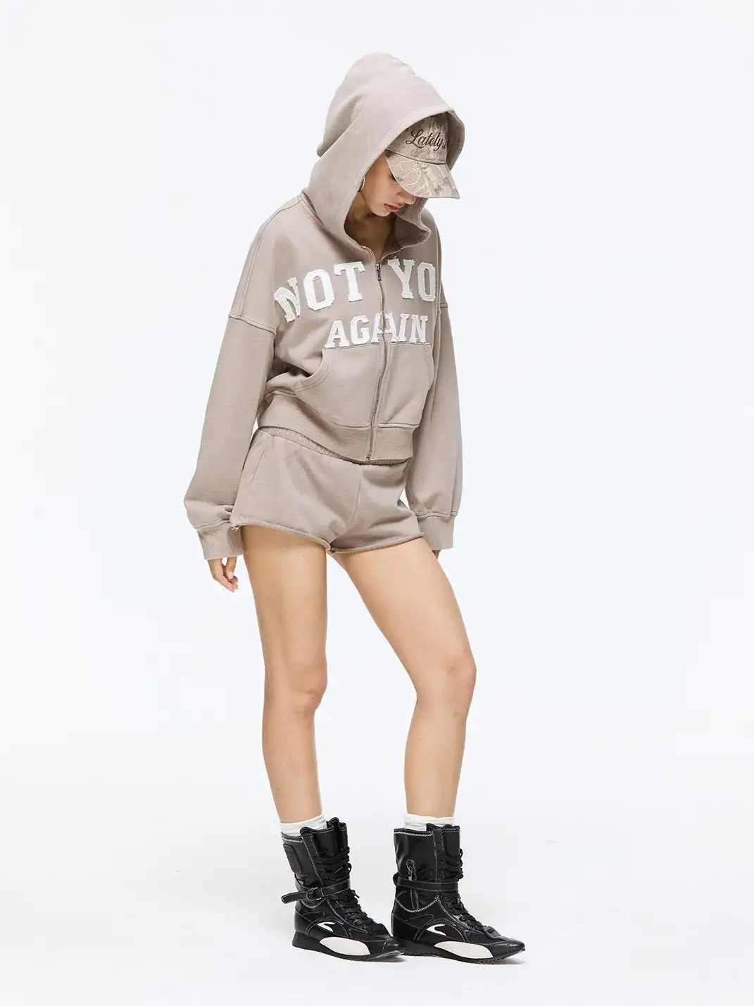 Latelylab | Casual Letter Embroidered Sweatshirt And Shorts Tracksuit