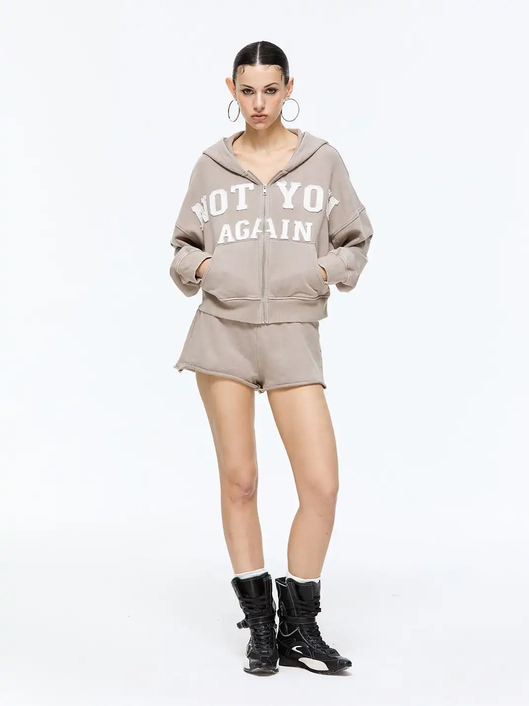 Latelylab | Casual Letter Embroidered Sweatshirt And Shorts Tracksuit