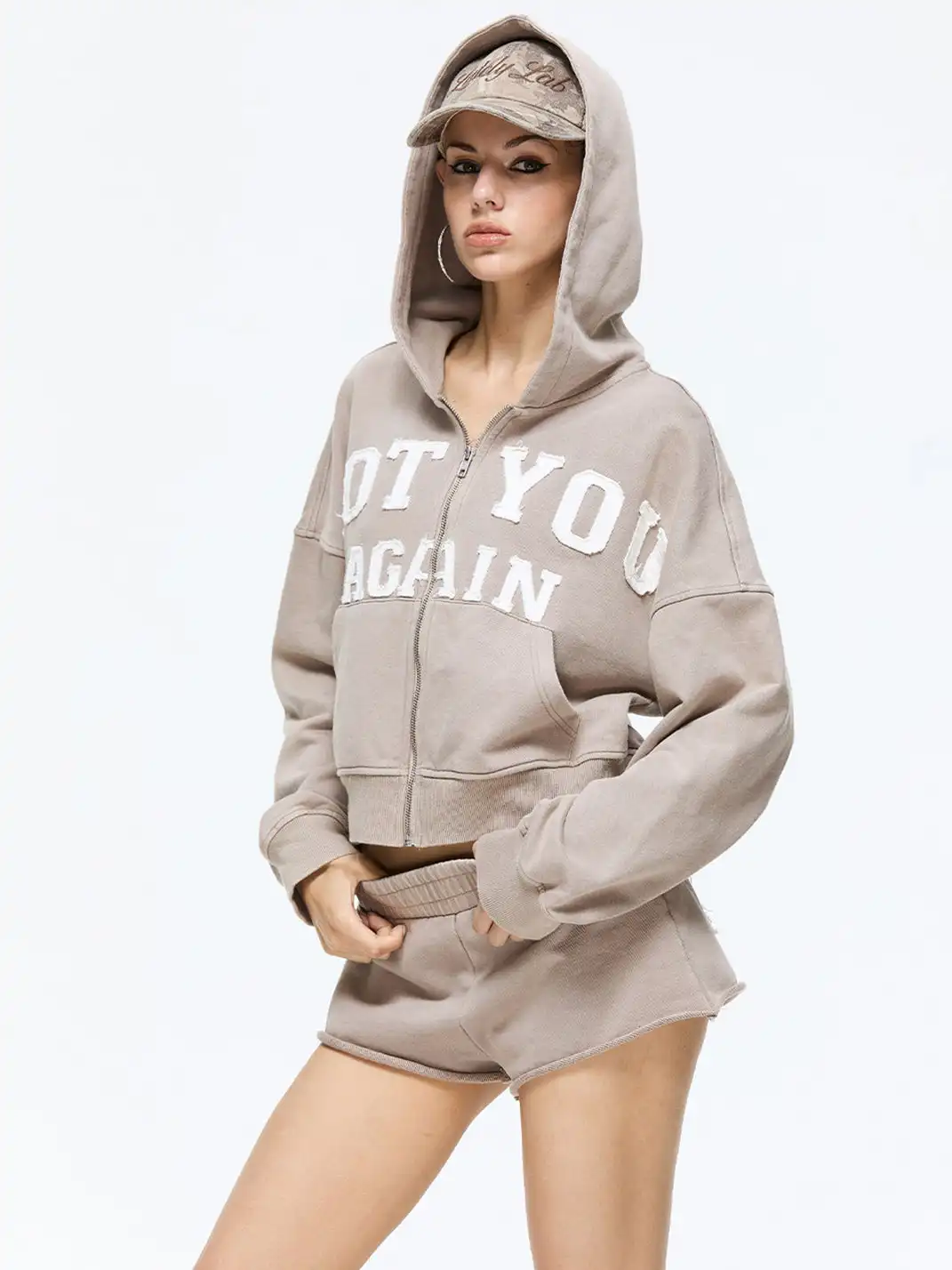 Latelylab | Casual Letter Embroidered Sweatshirt And Shorts Tracksuit