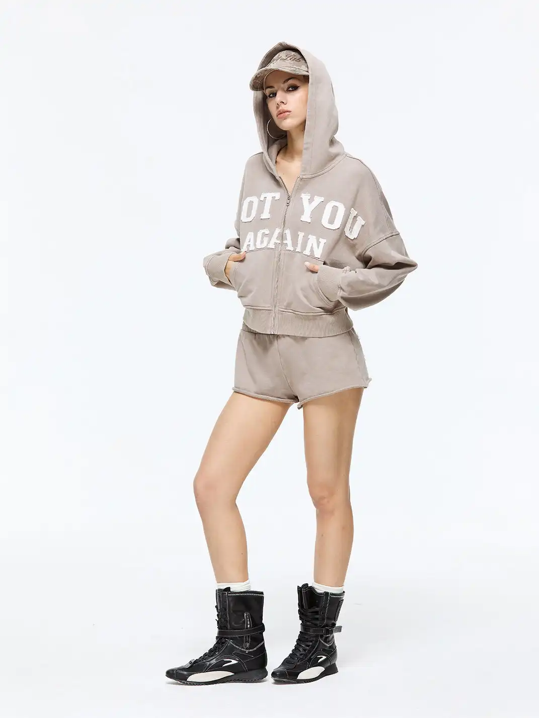 Latelylab | Casual Letter Embroidered Sweatshirt And Shorts Tracksuit