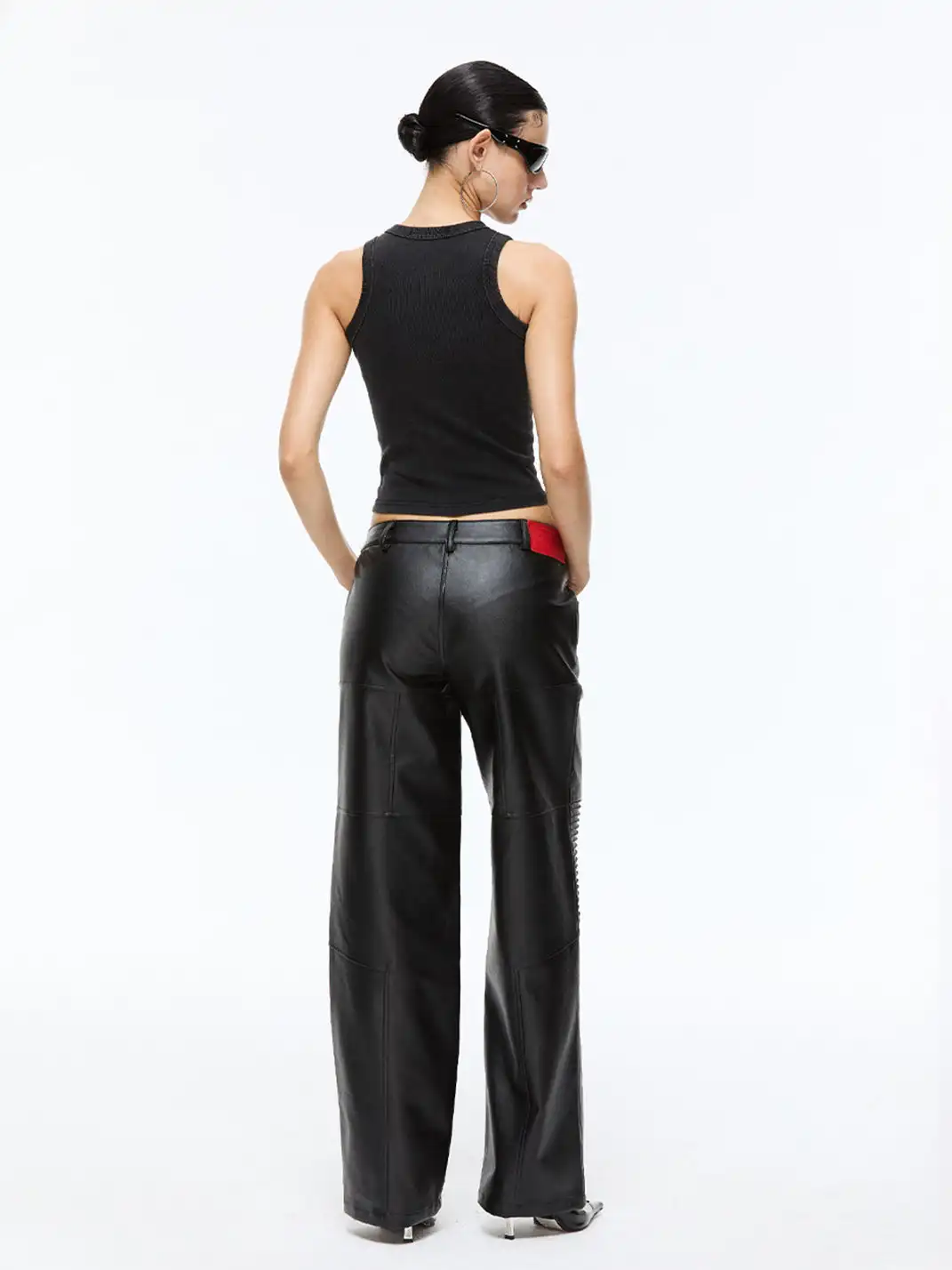 Latelylab | Distressed Waist-Cinching Letter Print Vest Top