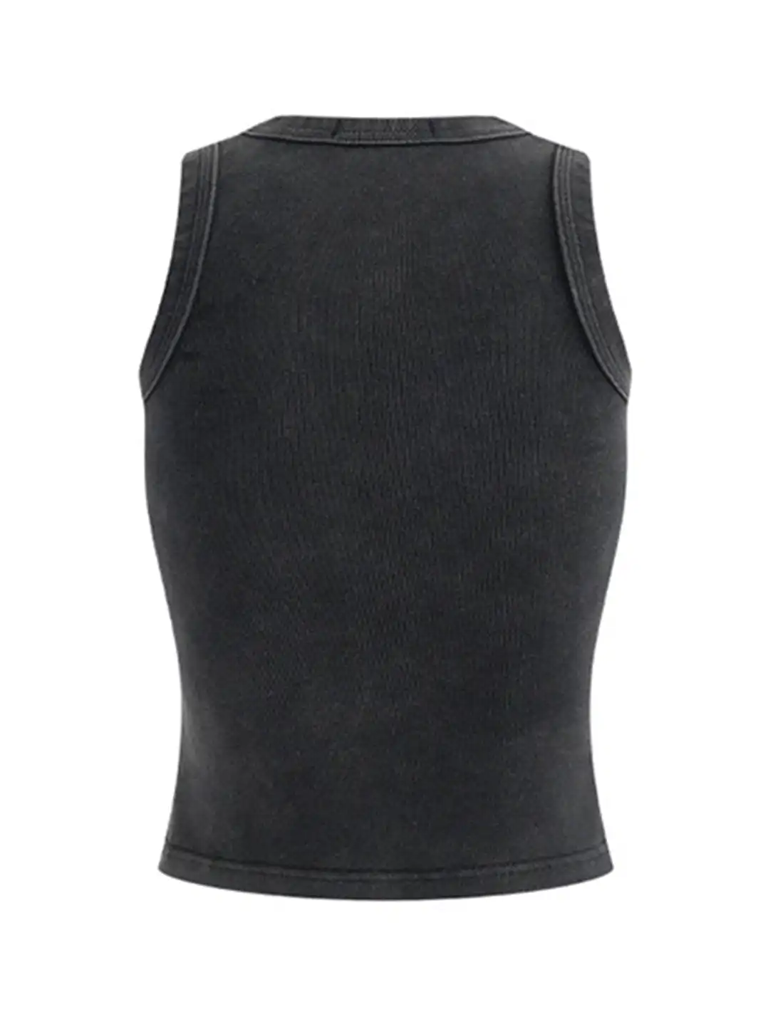 Latelylab | Distressed Waist-Cinching Letter Print Vest Top