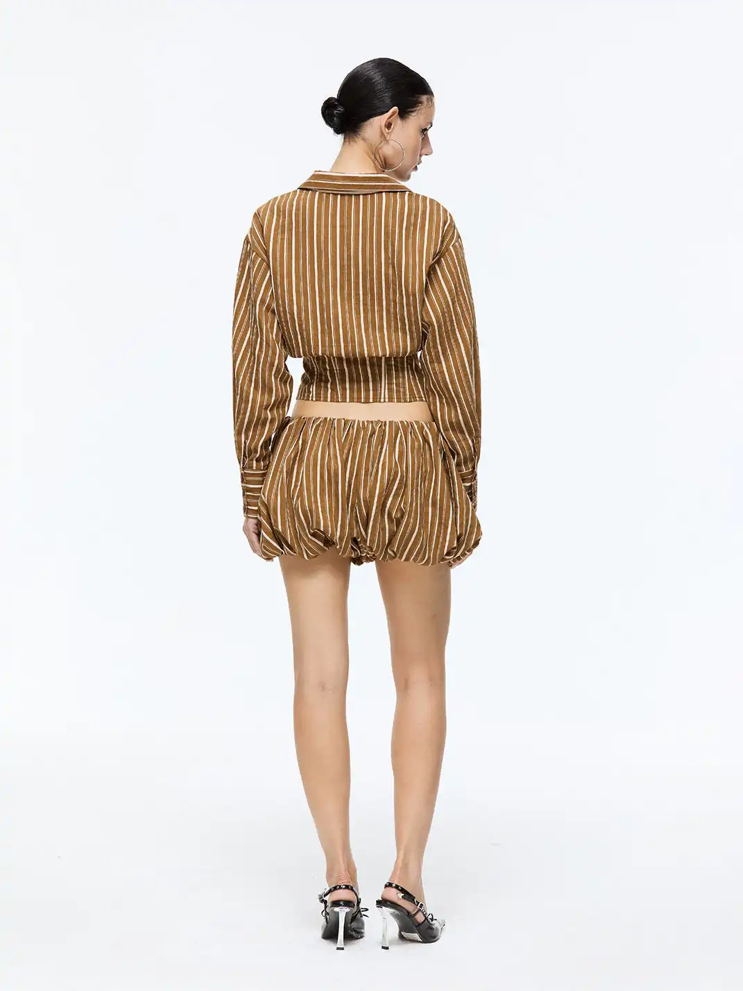 Latelylab | Modern Striped Shirt And Fitted Shorts Set