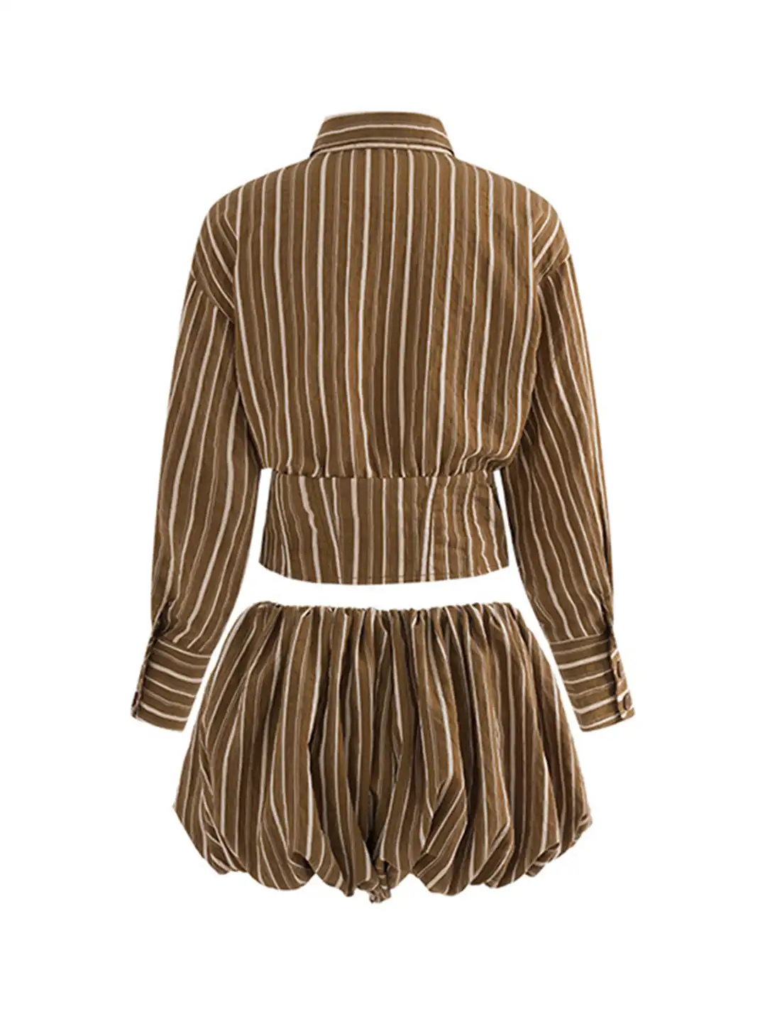 Latelylab | Modern Striped Shirt And Fitted Shorts Set