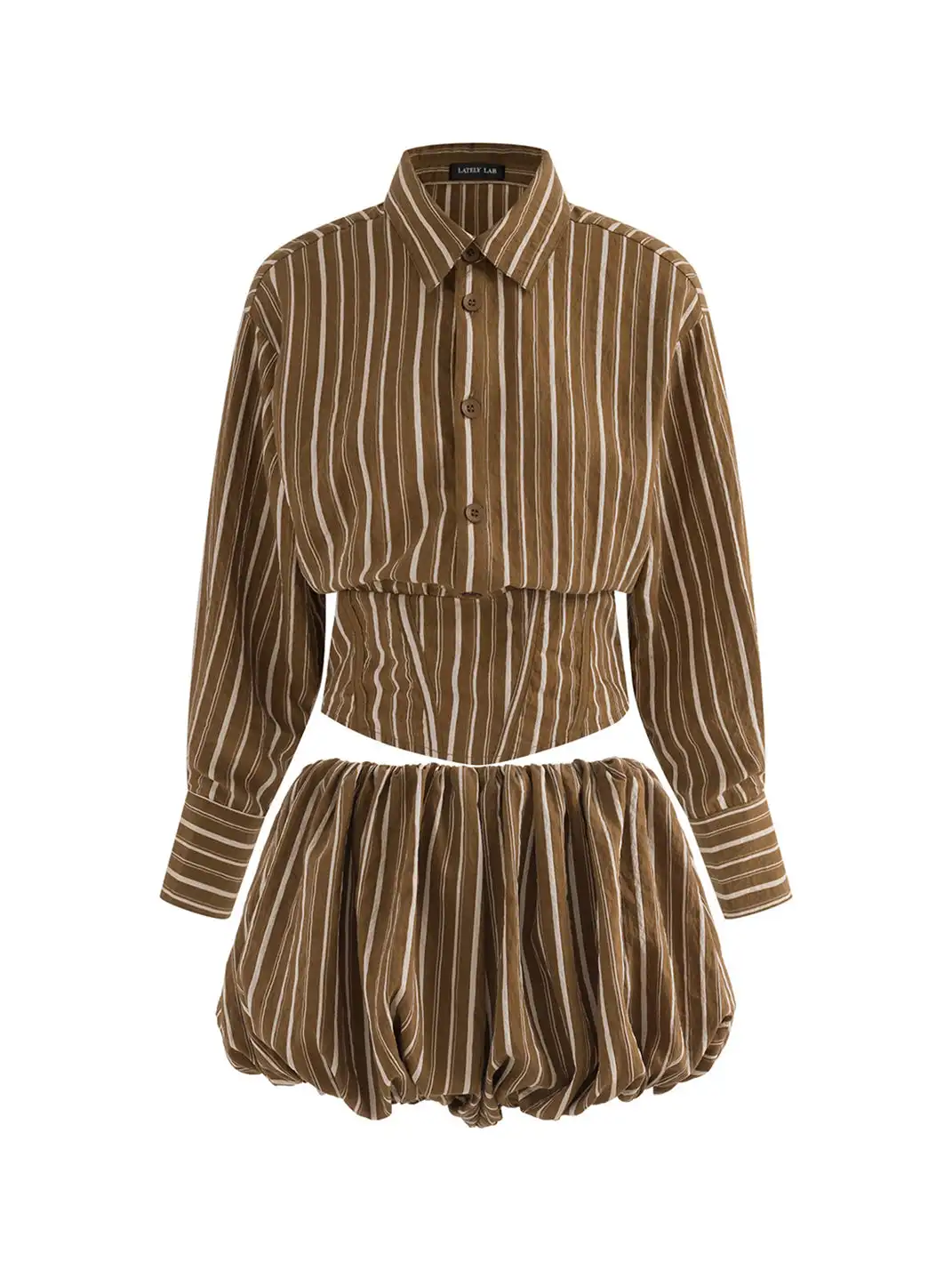 Latelylab | Modern Striped Shirt And Fitted Shorts Set