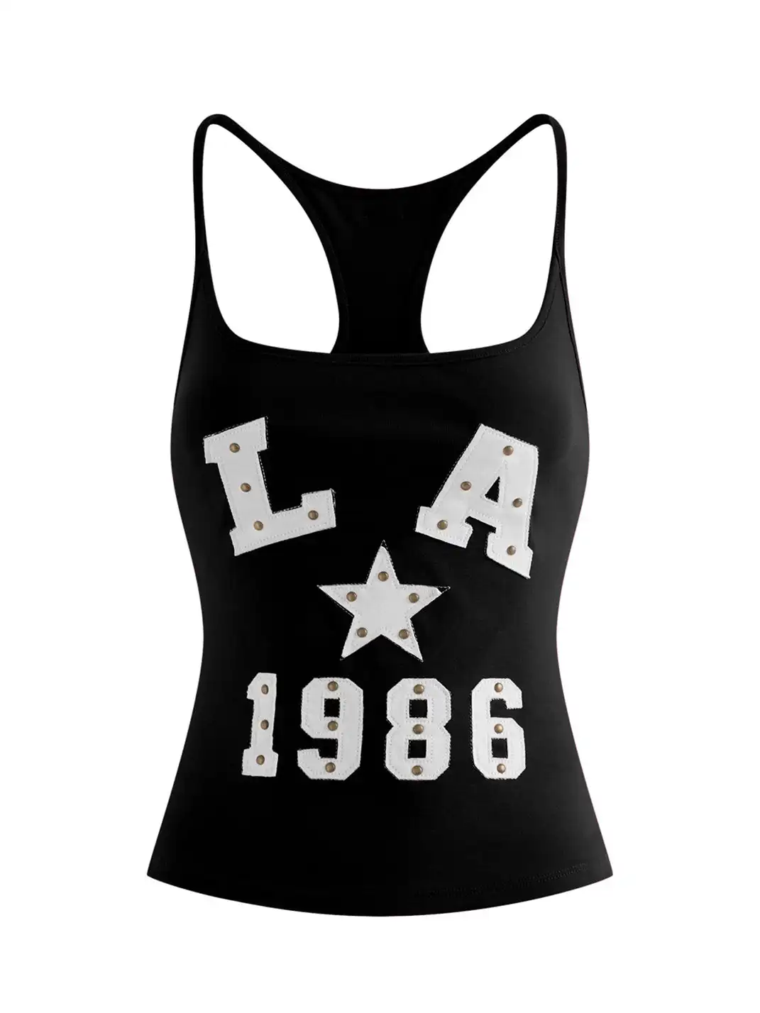 Latelylab | Appliqué Embroidered Knitted Camisole-Black