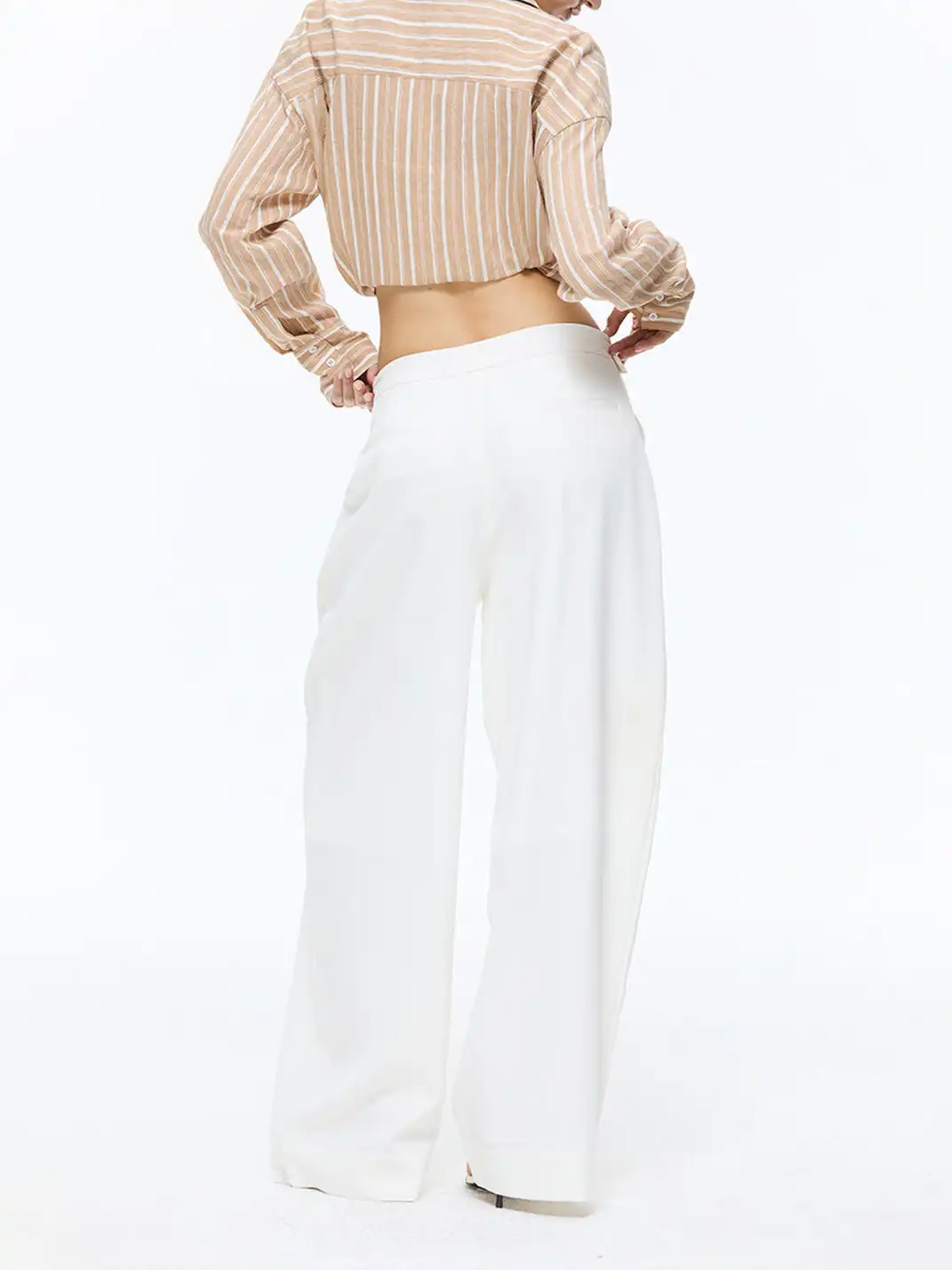 Latelylab | Asymmetrical Waistband With Metal Buckle Trousers
