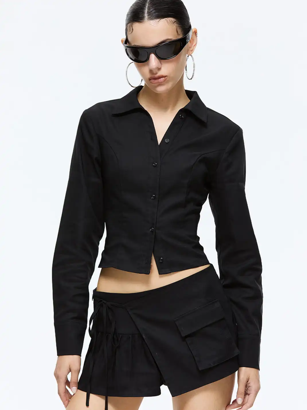 Latelylab | Fitted Long-Sleeve Shirt and Shorts Set