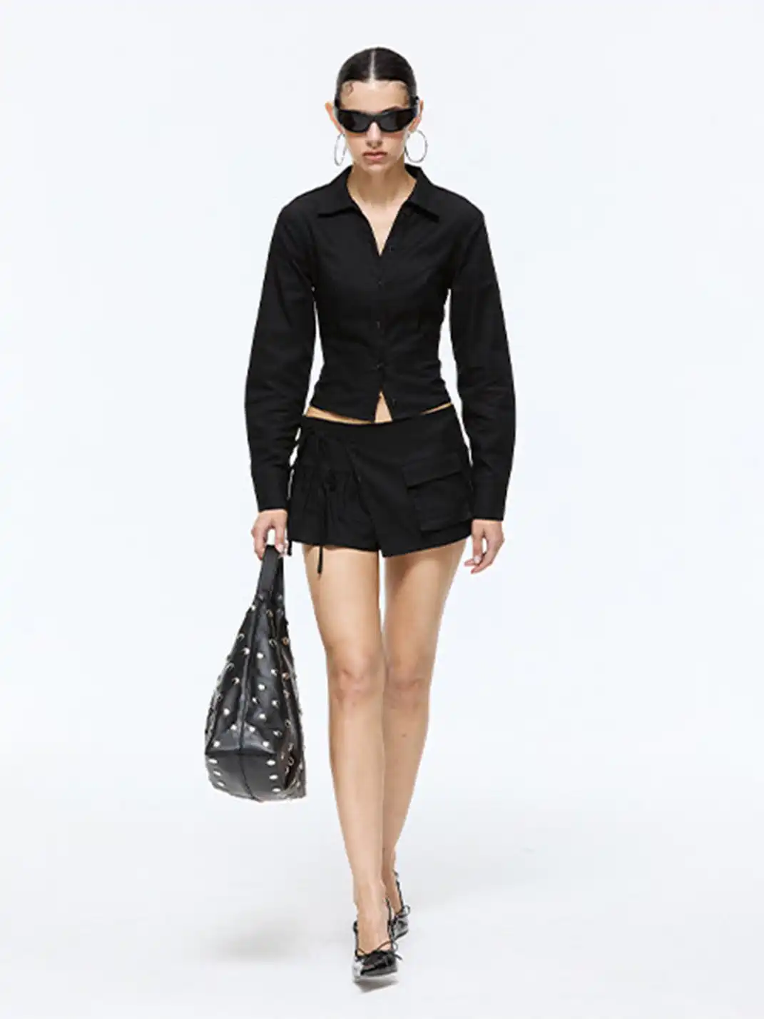 Latelylab | Fitted Long-Sleeve Shirt and Shorts Set