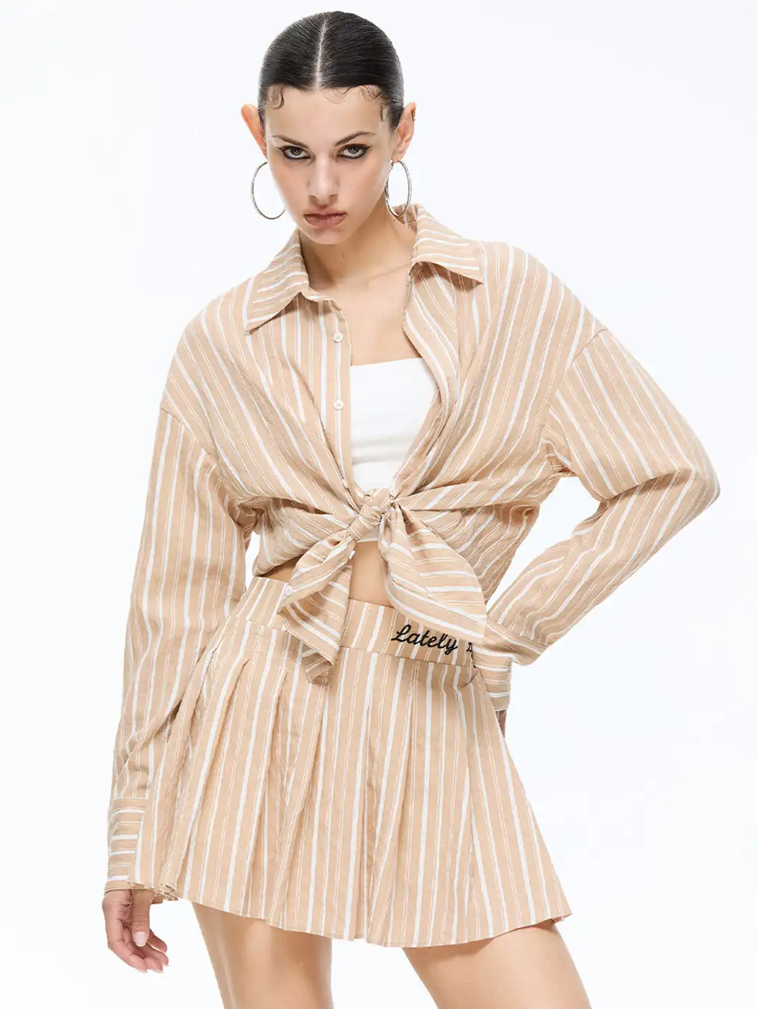 Latelylab | Tennis Long-Sleeved Shirt And Skirt Set