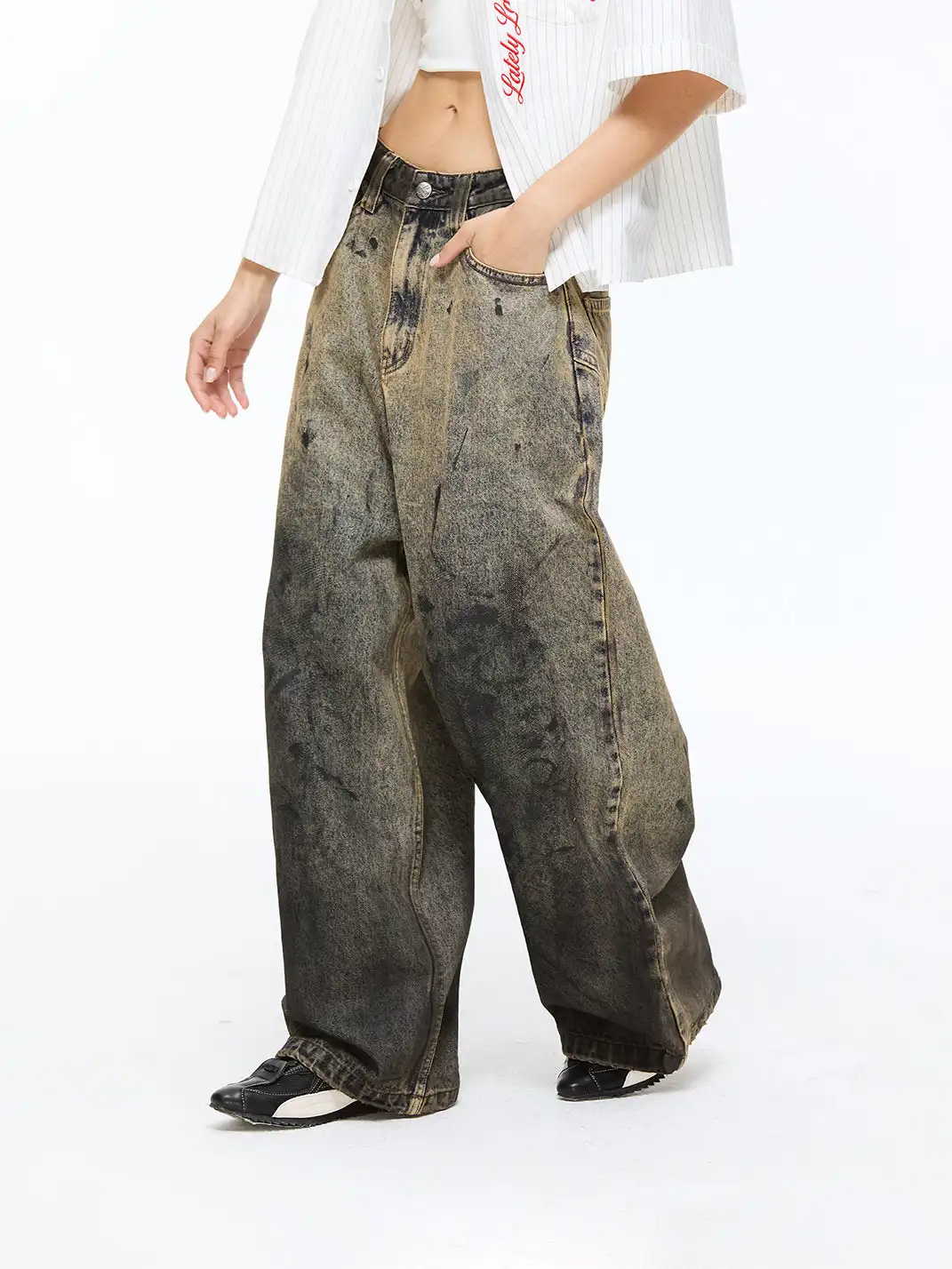 Latelylab | Dirty Gradient Wide-Leg Jeans