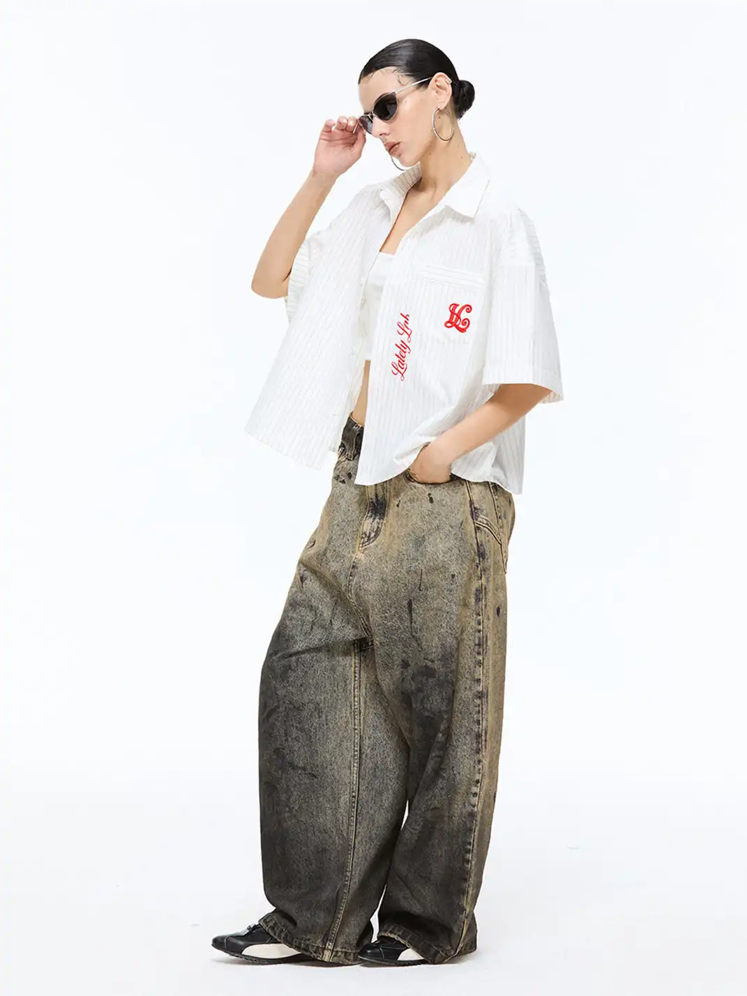 Latelylab | Dirty Gradient Wide-Leg Jeans