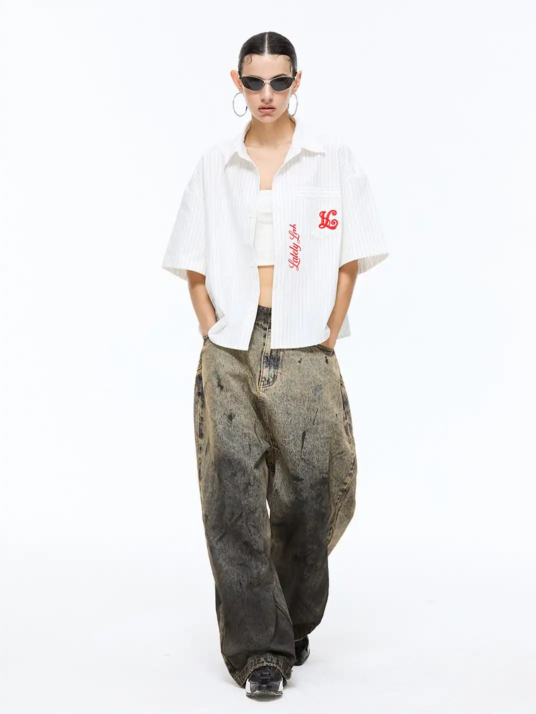Latelylab | Dirty Gradient Wide-Leg Jeans
