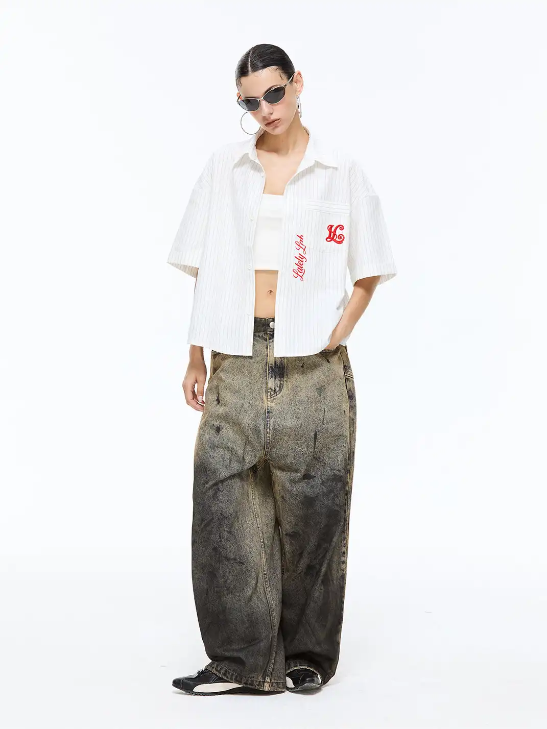 Latelylab | Dirty Gradient Wide-Leg Jeans