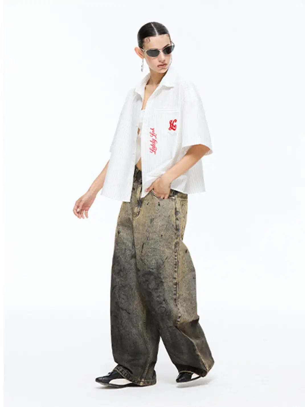 Latelylab | Dirty Gradient Wide-Leg Jeans