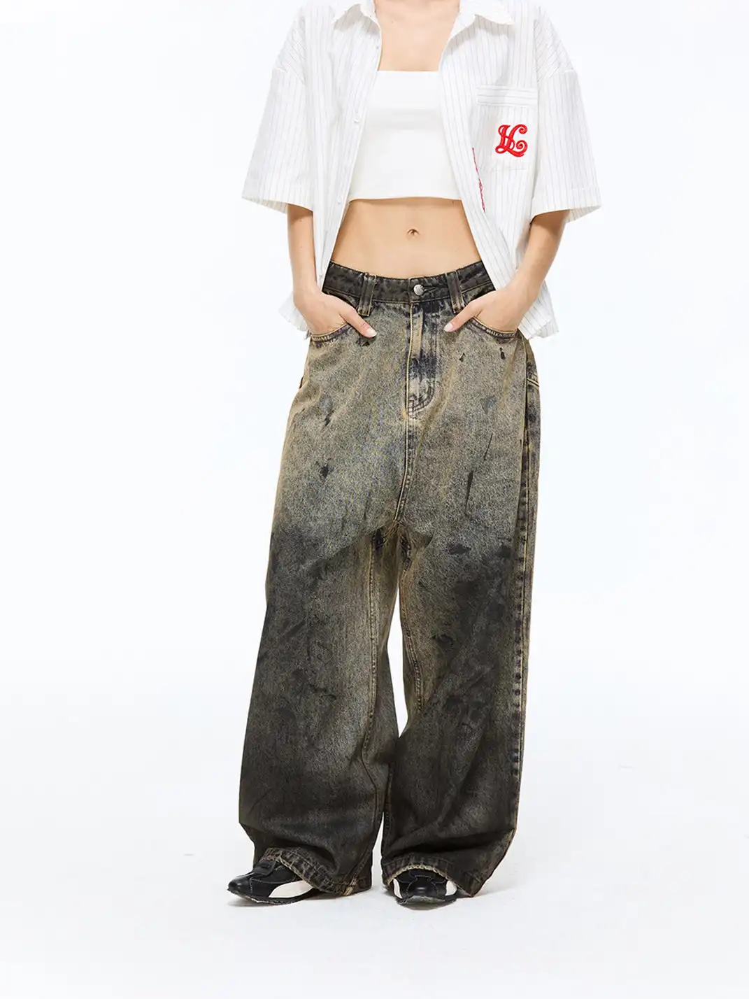 Latelylab | Dirty Gradient Wide-Leg Jeans