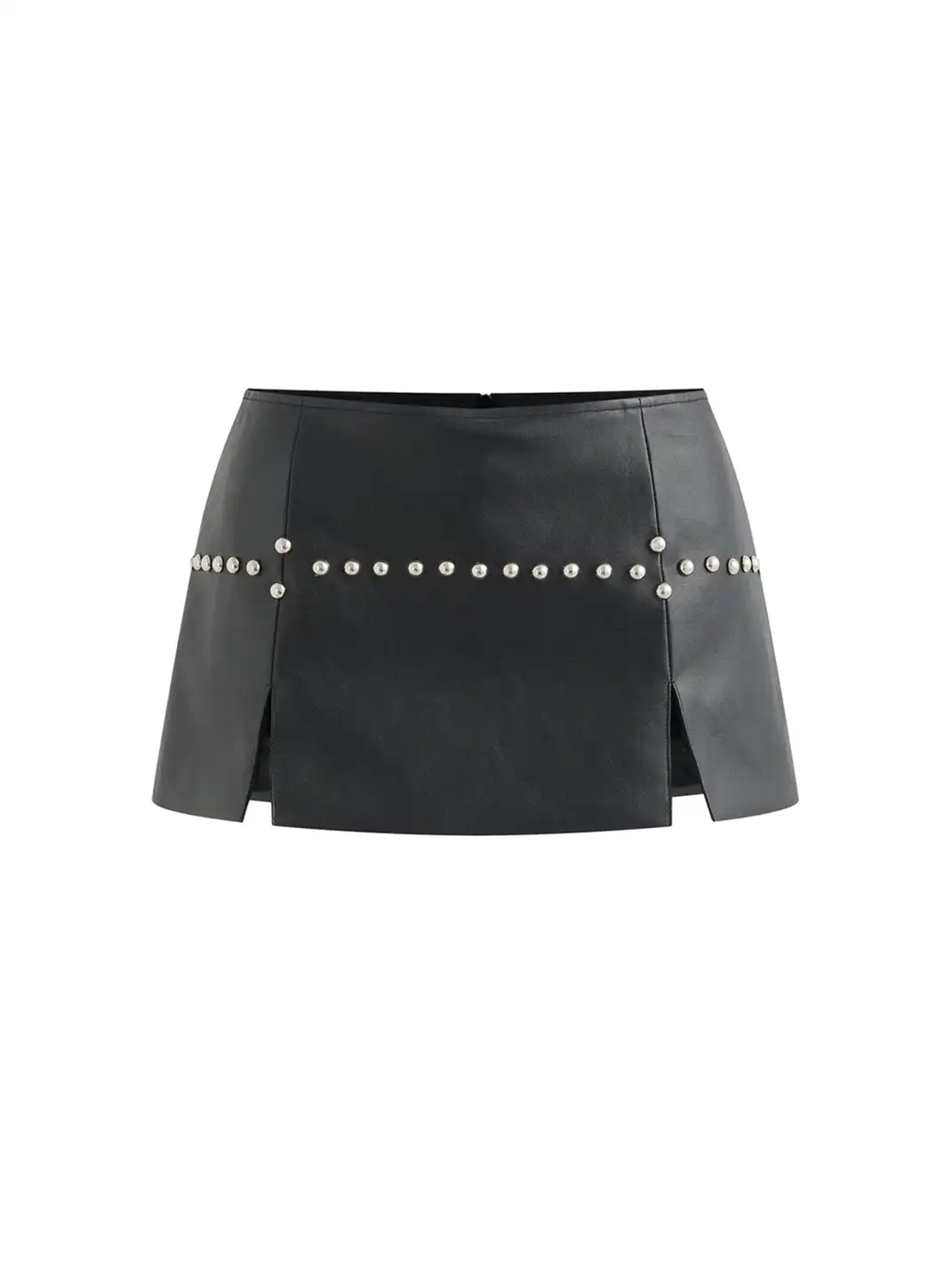 Latelylab | Studded Slit Leather Bodycon Skirt