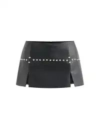 Latelylab | Studded Slit Leather Bodycon Skirt